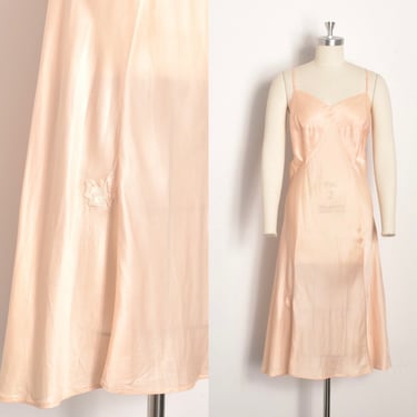 Vintage 1940s Slip / 40s Barbizon Rayon Satin Bias Cut Slipdress / Pink ( large L ) 