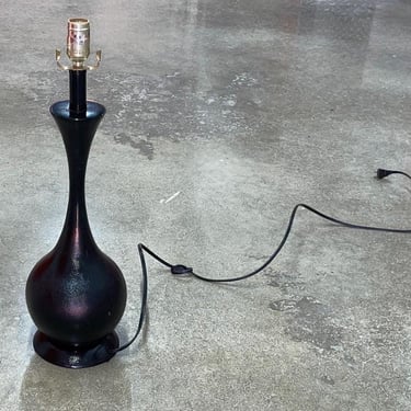 Vintage 1950s Sculptural Black Glazed Ceramic Teardrop Table Lamp 
