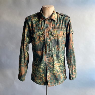 Vintage German Flecktarn Military Jacket / Vintage German Military Shirt / Vintage European Military Jacket / 90s German Flecktarn Zip Up 