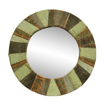 Round Copper Patchwork Mirror