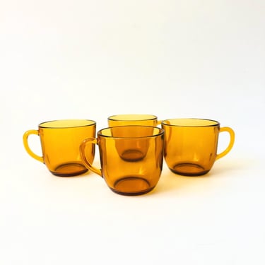 Amber Glass Mugs - Set of 4 - France 