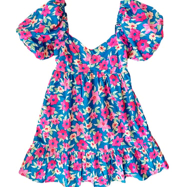 Blue & Pink Floral Mini Dress