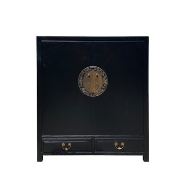 Asian Black Color Moon Face Hardware Side Table Shoes Cabinet cs7395E 