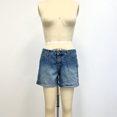 Vintage  Mudd Denim Shorts | Y2K  Mid Rise Blue Jean Shorts | Thigh Fade | Size 11 