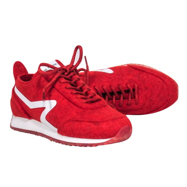 Rag & Bone - Red Felt Lace-Up Sneakers Sz 8.5
