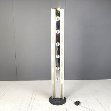 Vintage chrome floor lamp by LOM Monza, 1970s - vintage totem floor lamp - vintage design floor lamp - chromed floor lamp 