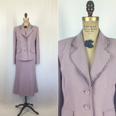 Vintage 80s suit | Vintage lavender two piece suit | 1980s purple skirt suit 