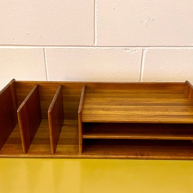 Vintage 1950s Nordisk Andels Eksport Danish Modern Teak Wood Desk Organizer 