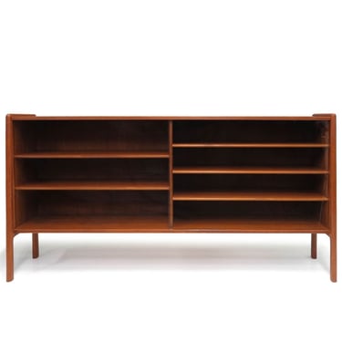 Hans Wegner Danish Teak Glass Display Sideboard Credenza