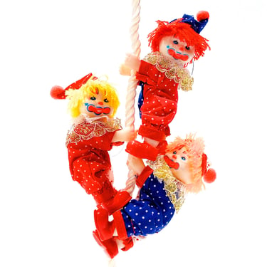 VINTAGE: 1980's - 3 Clip On Hugger Clowns - Clip Clown Ornaments - Party Favors - Huggers - Gripper - Circus - SKU os-187-00012292-os-703 