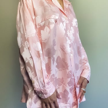 90s Vintage Blush Pink Silk Blouse | Long Sleeve Silk Shirt | Silk Tops | Silk Blouses (10) 