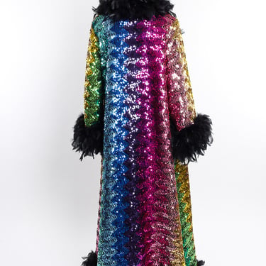 Rainbow Sequin Feather Coat