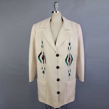 1960s Chimayo Jacket / Chimayo Jacket / Ortega's Weaving / Hand Woven Blanket Jacket / Size Medium 