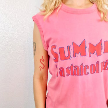 Summer is a State of Mind Shirt // vintage 80s cotton tee t-shirt t top hippy shirt 80's 1980s muscle pink tank top // S/M 