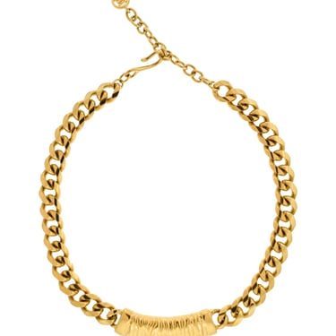 Givenchy Vintage Gold Textured Bar Curb Chain Necklace