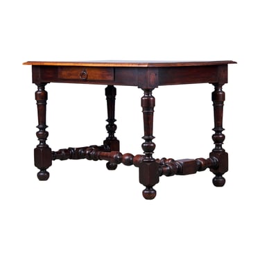 19th Century French Louis XIII Style Walnut Trestle Writing Desk 