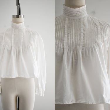 Edwardian White Cotton Pintucked Blouse 