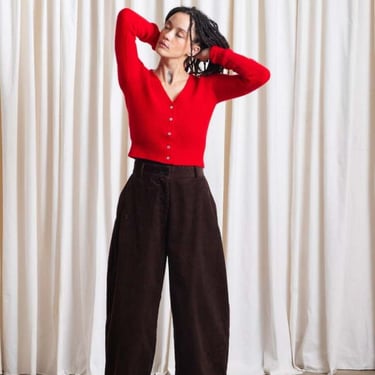 Ali Golden Corduroy Loose Barrel Pant - Chocolate