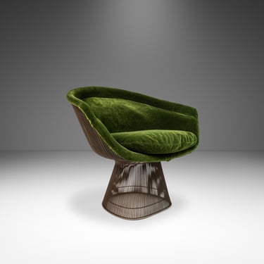 Mid-Century Modern 'Platner' Lounge Chair by Warren Platner for Knoll in Luxurious Green Kravet Couture Mohair, USA, c. 1973 