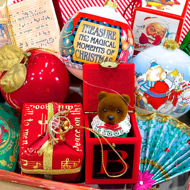 VINTAGE: 10pcs - Mixed Ornaments - Holiday, Christmas - Crafts - SKU 00034585 
