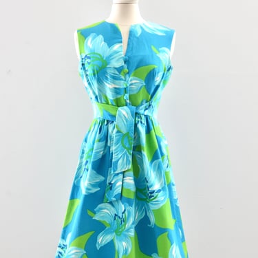 Aqua Floral Malia Dress/ small medium