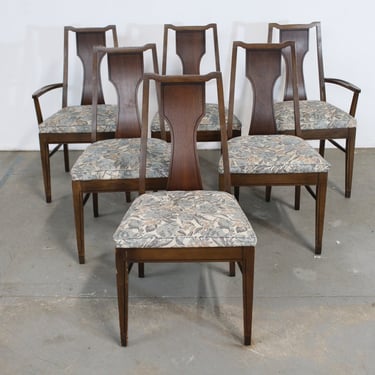 Set of 6 Mid-Century Modern Broyhill Emphasis Walnut Dining Chairs 