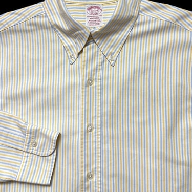 Vintage USA Made BROOKS BROTHERS 'Madison' Oxford Cloth Button-Down Shirt ~ 16 1/2 - 34 ~ 100% Cotton ~ University Stripe ~ Gussets 