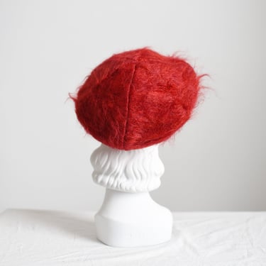 80s Red Mohair Beret 
