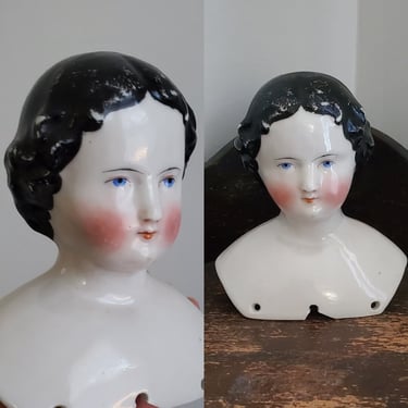 Antique China Doll Head - 4" Tall - Antique German Dolls - Doll Parts 