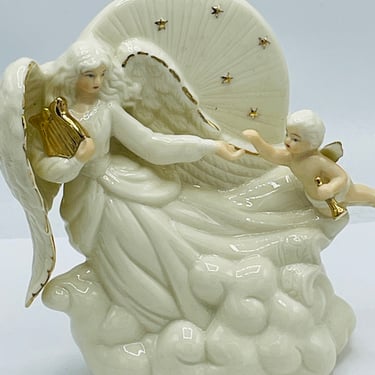 Porcelain Angel & Cherub Lamp Ivory white with gold Night Light- Unused 