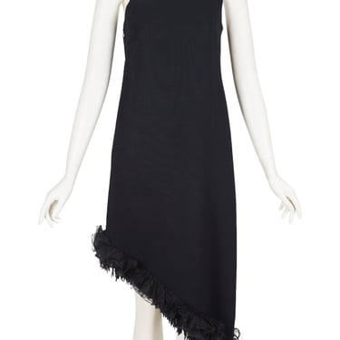 Michel Pelta 1960s Vintage Asymmetrical Black Crepe One-Shoulder Evening Dress Sz XS 