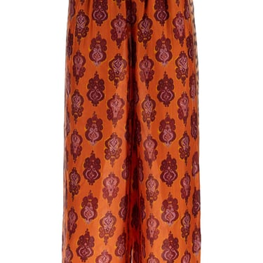 Zimmermann High Waist Wide Leg Ikat Print Silk Pants Orange Women