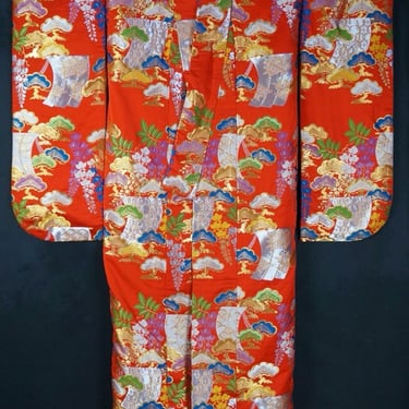 Japan wedding Kimono Uchikake hand made silk craft 1980s dress 