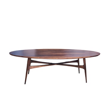 MCM Wood and Metal Oval Coffee Table