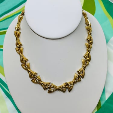 Trifari Gold Bow Chain Necklace