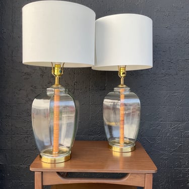 Clear Glass Lamps / Pair