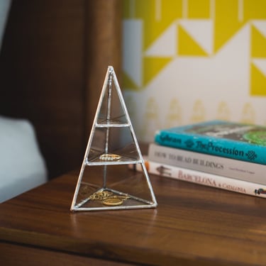 Lyra Pyramid Display Box, small - glass pyramid - jewelry box - silver or copper - eco friendly 
