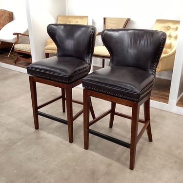 Pair of Swivel Wingback Barstools