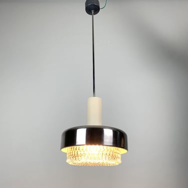 Mid-century Pendant by Napako, 1970's / Vintage Pendant Light / Chrome & Glass Pendant / Czechoslovakia 