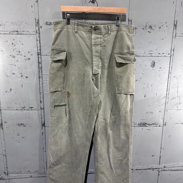 パンツ 1940's vintage military USMC HBT PANTS Vintage 1940s 1950s Army HBT Combat Trousers PANTS Size 26 X 28