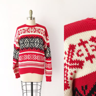 Size S 90s Vintage Gap Hand Knit Sweater - Fair Isle Cotton Cozy Chunky Sweater - Vintage Fairisle Knit Men's Sweater 1990s 