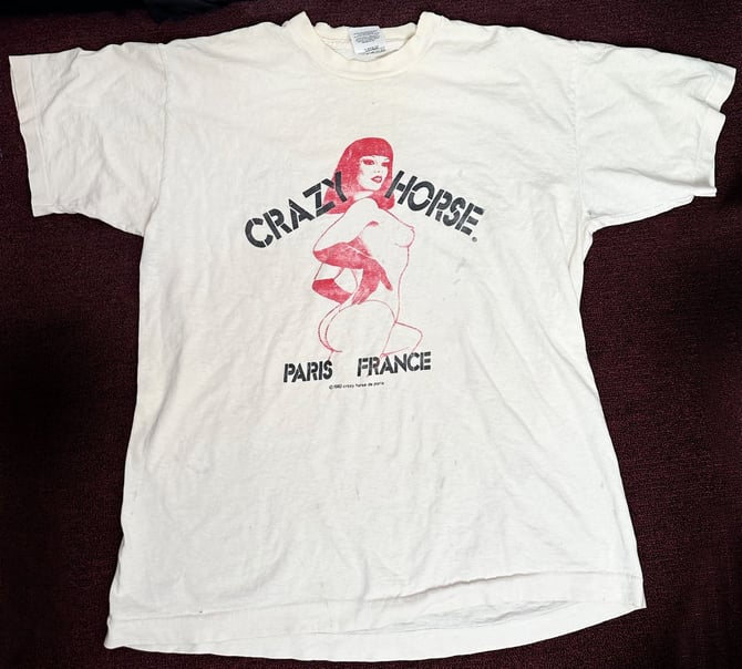 1982 Crazy Horse PARIS Vintage T-Shirt BURLESQUE Mens size Large 