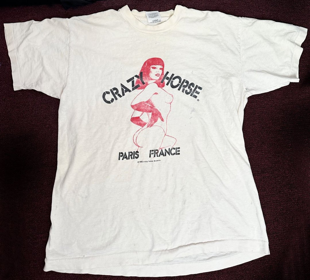 トップス vintage made in FRANCE CRAZY HORSE tee 1982 Crazy Horse PARIS Vintage T-Shirt BURLESQUE Mens size
