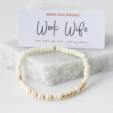 Work Wife Gift - Thank You Gift for Co-Worker, Stretch Bracelet, Bubble Morse Code Bead Bracelet, Going Away Gift, Birthday Gift For Friend 