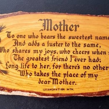 Vintage Mothers  poem wooden plaque 