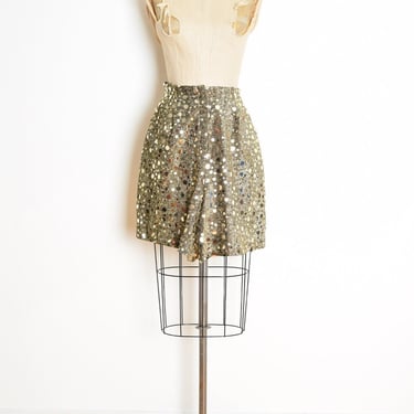 vintage 80s shorts gold metallic foil sequin sparkly high waisted shorts M L clothing 