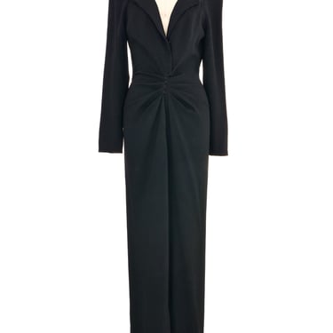 Chloe Black Crepe Ruched Front Gown