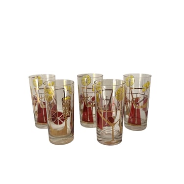 Gay Fad Highball Cocktail Glasses- Set of 5 