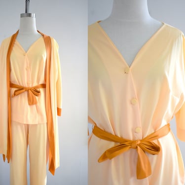 1960s/70s Yellow and Rusty Orange Pajamas Set 