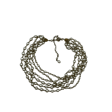 Miriam Haskell 60s Multi Strand Pearl Cocktail Necklace
